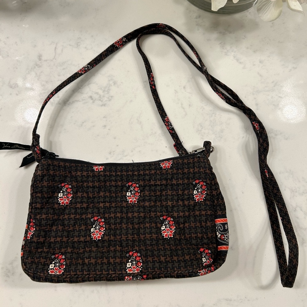 Vintage Vera Bradley Houndstooth Paisley Floral Amy Brown Crossover Purse‎